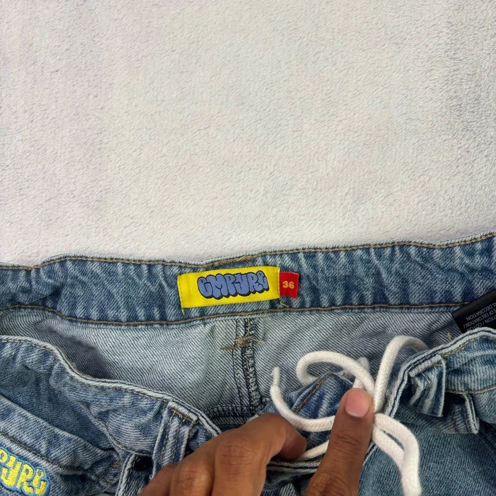 Y2K Empyre Embroidered Baggy Denim Blue Jeans Men's Waist 36